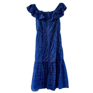 Boston Proper Blue Eyelet Maxi Dress